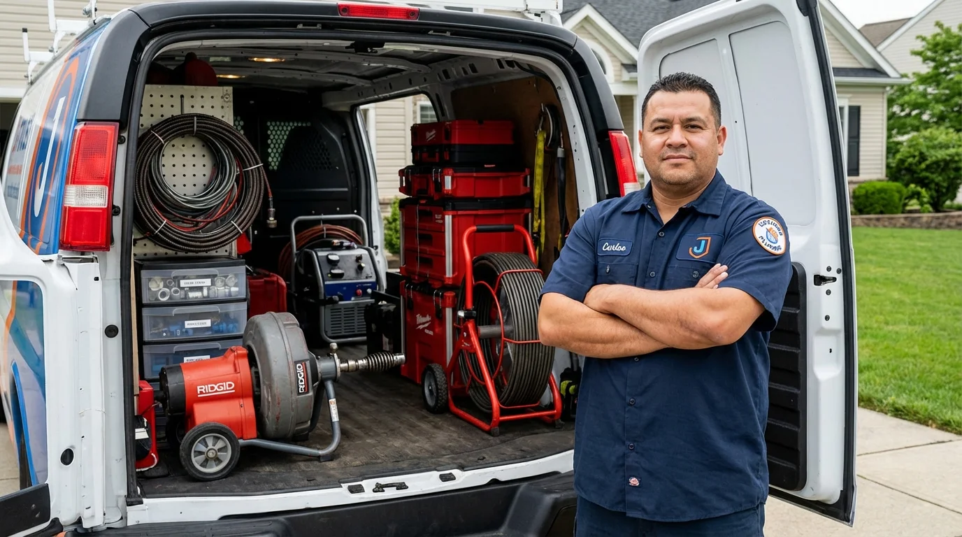 Professional drain cleaning equipment and Johns Plumbing LLC plumber in Stevensville