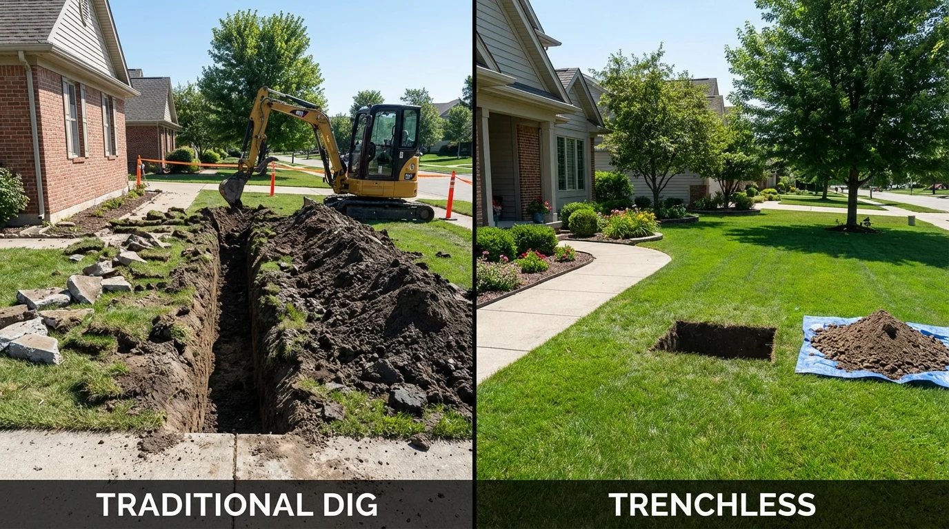Trenchless sewer repair with minimal yard damage versus traditional excavation in Stevensville, MT
